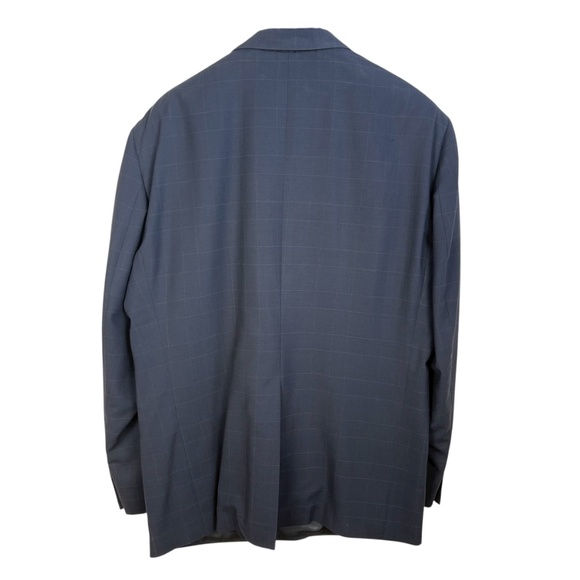 Vintage Burberrys 100% Wool Blazer Navy Windowpane Check Men's XL Designer - Picture 6 of 11